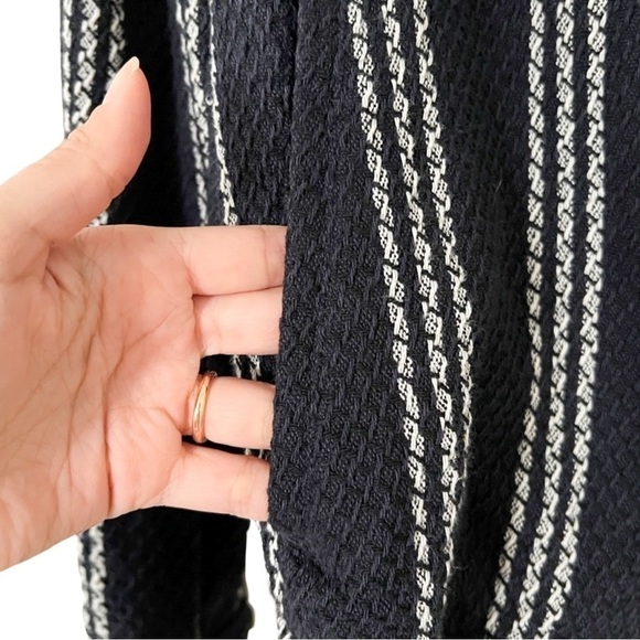 ZARA Knit Bomber Striped Navy Blazer Jacket Size Small - Picture 4 of 6